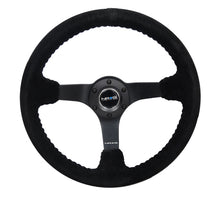 Load image into Gallery viewer, NRG Reinforced Steering Wheel (350mm / 3in. Deep) Blk Suede/Blk Bball Stitch w/5mm Matte Black Spoke
