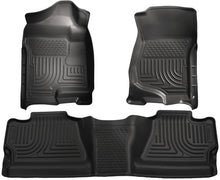 Load image into Gallery viewer, Husky Liners 07-12 Chevy Silverado/GMC Sierra Crew Cab WeatherBeater Combo Black Floor Liners
