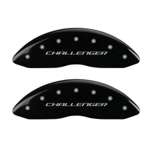 Load image into Gallery viewer, MGP 4 Caliper Covers Engraved Front Block/Challenger Engraved Rear Vintage Style/RT Blk fnsh slvr ch
