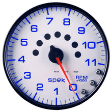 Load image into Gallery viewer, Autometer Spek-Pro Gauge Tachometer 5in 11K Rpm W/Shift Light &amp; Peak Mem White/Black

