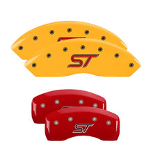 Load image into Gallery viewer, MGP 4 Caliper Covers Engraved Front &amp; Rear ST Logo Red Finish Silver Char 2021 Ford Explorer
