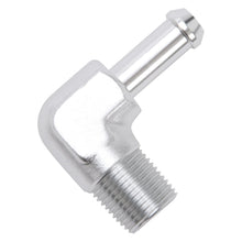 Load image into Gallery viewer, Edelbrock Hose End 90-Deg 3/8In NPT to 3/8In Barb Clear Anodize
