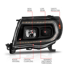 Load image into Gallery viewer, ANZO 05-11 Toyota Tacoma Projector Headlights w/Light Bar Switchback Black Housing
