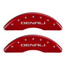 Load image into Gallery viewer, MGP 4 Caliper Covers Engraved Front &amp; Rear Denali Red finish silver ch
