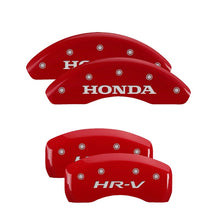 Load image into Gallery viewer, MGP 4 Caliper Covers Engraved Front &amp; Rear RidgelineRed Finish Silver Char 2017 Honda Ridgeline
