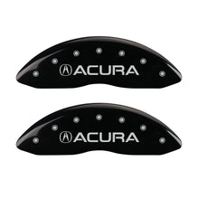 Load image into Gallery viewer, MGP 4 Caliper Covers Engraved Front &amp; Rear Acura Black finish silver ch

