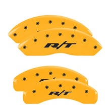 Load image into Gallery viewer, MGP 4 Caliper Covers Engraved Front &amp; Rear RT Yellow finish black ch

