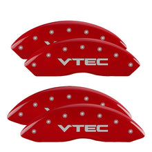 Load image into Gallery viewer, MGP 4 Caliper Covers Engraved Front &amp; Rear Vtech Red finish silver ch
