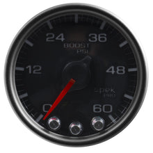 Load image into Gallery viewer, Autometer Spek-Pro Gauge Boost 2 1/16in 60psi Stepper Motor W/Peak &amp; Warn Blk/Black

