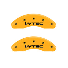 Load image into Gallery viewer, MGP 4 Caliper Covers Engraved Front &amp; Rear i-Vtec Yellow finish black ch

