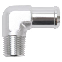 Load image into Gallery viewer, Edelbrock Hose End 90-Deg 1/2In NPT to 3/4In Barb Clear Anodize
