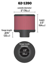 Load image into Gallery viewer, K&amp;N 1.25in Flange ID x 3in OD x 2.5in H Rubber Base Crankcase Vent Filter

