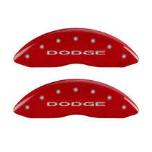 Load image into Gallery viewer, MGP Front set 2 Caliper Covers Engraved Front With out stripes/Dodge Red finish silver ch
