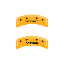 Load image into Gallery viewer, MGP 4 Caliper Covers Engraved Front &amp; Rear Vtech Yellow Finish Black Char 2001 Acura TL
