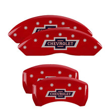 Load image into Gallery viewer, MGP 4 Caliper Covers Engraved F &amp; R 100 Anniversary Red Finish Silver Char 2019 Chevrolet Equinox
