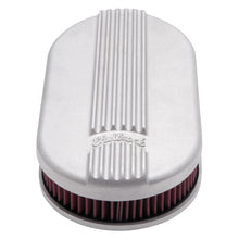 Load image into Gallery viewer, Edelbrock Air Cleaner Classic Series Oval Aluminum Top Cloth Element 17 5In X 9 35In X 3 9In Satin
