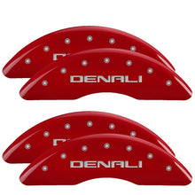 Load image into Gallery viewer, MGP 4 Caliper Covers Engraved Front &amp; Rear Denali Red finish silver ch
