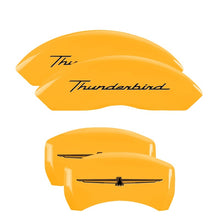 Load image into Gallery viewer, MGP 4 Caliper Covers Eng Fr No Bolts/TBird Rr No Bolts/TBird Yel Finish Blk Char 05 Ford Thunderbird
