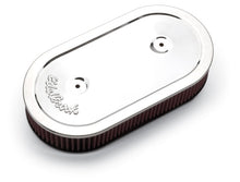 Load image into Gallery viewer, Edelbrock Air Cleaner Pro-Flo Series Oval Steel Top Cloth Element 13 5In X 7In X 3 5In Chrome
