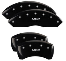 Load image into Gallery viewer, MGP 4 Caliper Covers Engraved Front &amp; Rear MGP Black Finish Silver Char 2019 Chevrolet Blazer
