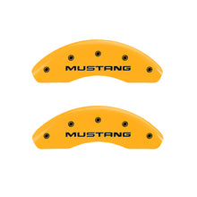 Load image into Gallery viewer, MGP 4 Caliper Covers Engraved Front Mustang Rear Sn95/Gt Yellow Finish Black Char 1997 Ford Mustang
