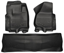 Load image into Gallery viewer, Husky Liners 2012.5 Ford SD Crew Cab WeatherBeater Combo Black Floor Liners (w/o Manual Trans Case)
