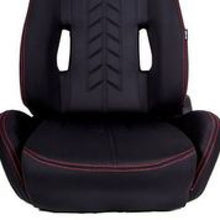 Load image into Gallery viewer, NRG Sport Seats (Pair) Cloth w/NRG Logo &amp; NRG Arrow Cushion Imprint - Black w/Red Stitch
