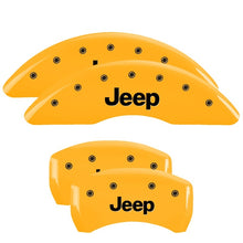 Load image into Gallery viewer, MGP 4 Caliper Covers Engraved Front &amp; Rear MGP Yellow finish black ch
