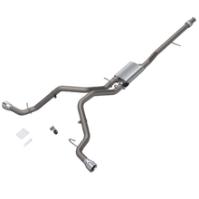 Load image into Gallery viewer, QTP 14-18 Chevy Silverado 1500 4.8L/5.3L EC/CC SB 304SS Scrmr Cat-Back Rear Split Exit w/4.5in Tips

