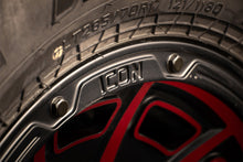 Load image into Gallery viewer, ICON Victory 17x8.5 5x5 -6mm Offset 4.5in BS Satin Black w/Red Tint Wheel
