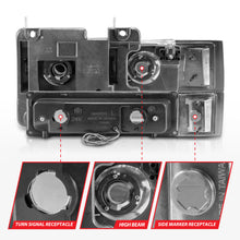 Load image into Gallery viewer, ANZO 88-98 Chevrolet C1500 Crystal Headlights w/Light Bar Chrome Housing w/ Signal Side Markers 8Pcs
