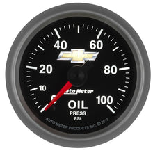 Load image into Gallery viewer, AutoMeter Gauge Oil Press 2-1/16in. 100PSI Digital Stepper Motor Chevy Gold Bowtie

