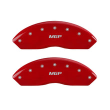 Load image into Gallery viewer, MGP 4 Caliper Covers Engraved Front &amp; Rear MGP Red Finish Silver Characters 2017 Ford Fusion
