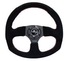 Load image into Gallery viewer, NRG Reinforced Steering Wheel (320mm Horizontal / 330mm Vertical) Suede w/Red Stitch
