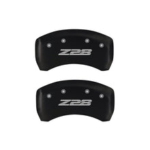 Load image into Gallery viewer, MGP 4 Caliper Covers Engraved Front Gen 4/Camaro Engraved Rear Gen 4/Z28 Red finish silver ch
