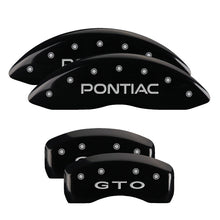 Load image into Gallery viewer, MGP 4 Caliper Covers Engraved Front Pontiac Engraved Rear GXP Black finish silver ch

