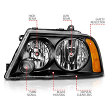 Load image into Gallery viewer, ANZO 2003-2006 Lincoln Navigator Crystal Headlights Black

