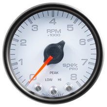 Load image into Gallery viewer, Autometer Spek-Pro Gauge Tach 2 1/16in 8K Rpm W/ Shift Light &amp; Peak Mem Wht/Blk
