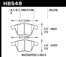 Load image into Gallery viewer, Hawk 07-11 Mazdaspeed3 / 06-11 Mazdaspeed6 / 05-09 Volvo V50 DTC-60 Front Race Brake Pads
