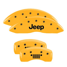 Load image into Gallery viewer, MGP 4 Caliper Covers Engraved Front JEEP Engraved Rear JEEP Grill logo Yellow finish black ch
