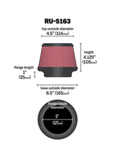 Load image into Gallery viewer, K&amp;N Universal Rubber Filter 5in Flange ID x 6.5in Base OD x 4.5in Top OD x 4.125in Height
