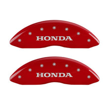 Load image into Gallery viewer, MGP 4 Caliper Covers Engraved Front Honda Engraved Rear H Logo Red finish silver ch
