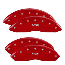 Load image into Gallery viewer, MGP 4 Caliper Covers Engraved Front &amp; Rear MGP Red Finish Silver Char 2010 GMC Savana 3500
