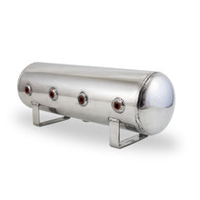 Load image into Gallery viewer, Air Lift 2.5 Gal Alum Air Tank - (4) 1/4in Face Ports &amp; 1/4in Drain Port - 20in L X 6in D - Polished
