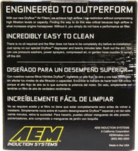 Load image into Gallery viewer, AEM 2.75in Flange 6in x 4.5in Base 6in x 3.8125in Top 5in Height DryFlow Air Filter
