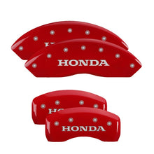 Load image into Gallery viewer, MGP 4 Caliper Covers Engraved Front &amp; Rear Honda Red finish silver ch
