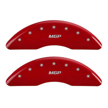 Load image into Gallery viewer, MGP 4 Caliper Covers Engraved Front &amp; Rear MGP Red Finish Silver Characters 2017 Cadillac CT6

