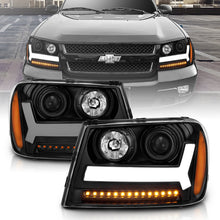 Load image into Gallery viewer, ANZO 2006-2009 Chevrolet Trailblazer Projector Headlights w/ Plank Style Design Black w/ Amber
