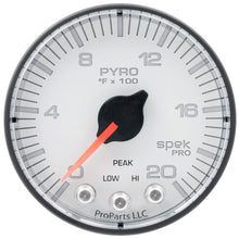 Load image into Gallery viewer, Autometer Spek-Pro Gauge Pyro. (Egt) 2 1/16in 2000f Stepper Motor W/Peak &amp; Warn Wht/Blk
