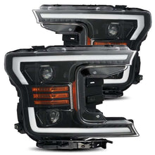 Load image into Gallery viewer, AlphaRex 18-20 Ford F-150 LUXX LED Proj Headlights Plank Style Jet Blk w/Activ Light/Seq Signal/DRL
